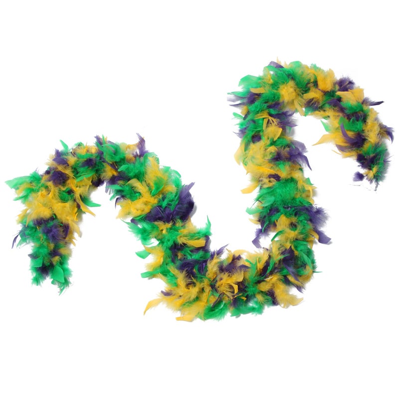 Flydreamfeathers 60 Gram, 2 yards Long Chandelle Feather Boa Great for Party, Wedding, Halloween Costume, Christmas Tree, Decoration(Mardi Gras_ - Image 1